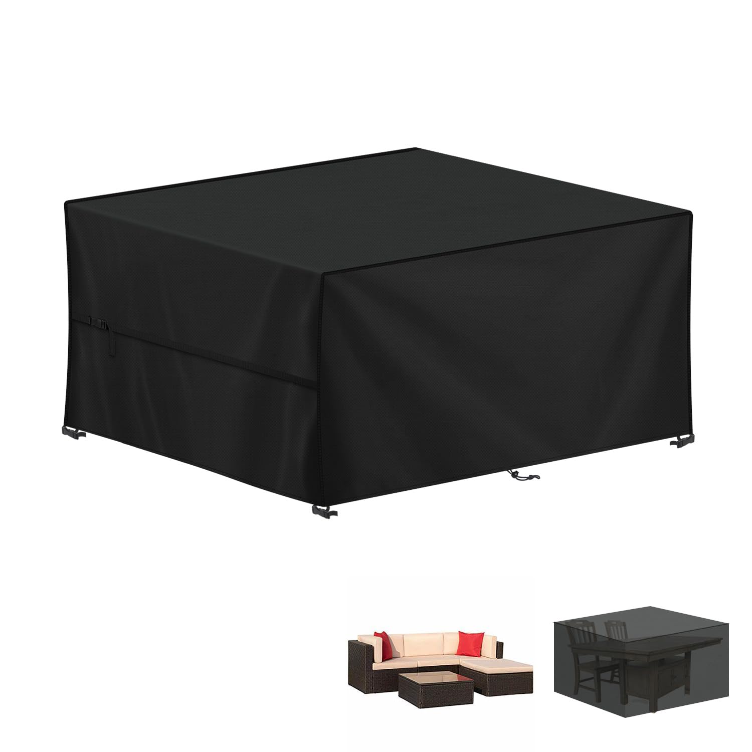 LAMUNI Outdoor Garden Table Cover Rectangular Garden Furniture Covers Waterproof Patio Table Covers Anti-UV Rattan Sofa Set Cover Windproof 420D Oxford Patio Covers for Outdoor Furniture, 150x100x75cm