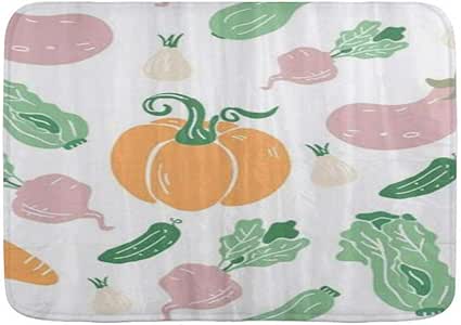 MIGAGA Bath Mat Rug Watercolor Vegetables Unique Pumpkin ...