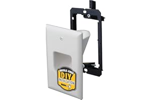 DATA COMM DataComm Electronics 1-Gang Recessed Cable Wall Plate with Bracket, In-Wall Cable Management, Hides 4 Cords, DIY-Friendly Cord Hider for Wall-Mounted TV