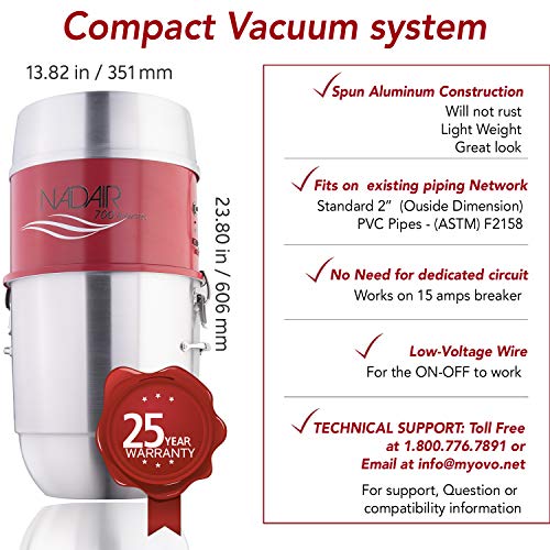 Nadair 700 AW Heavy Duty Central Vacuum System, Hybrid Filtration (with