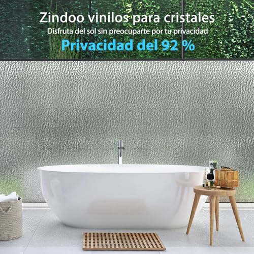 Zindoo Vinyl Adhesive Glass Opaque Wavy Pattern 59.5 × 200 cm Privacy Protection Anti UV Self-Adhesive for Bedroom, Living Room, Dining Room, Kitchen