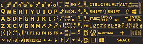 English US Large Letters Black-Yellow Keyboard Stickers EXELLENT for Low Vision Contrast Colors