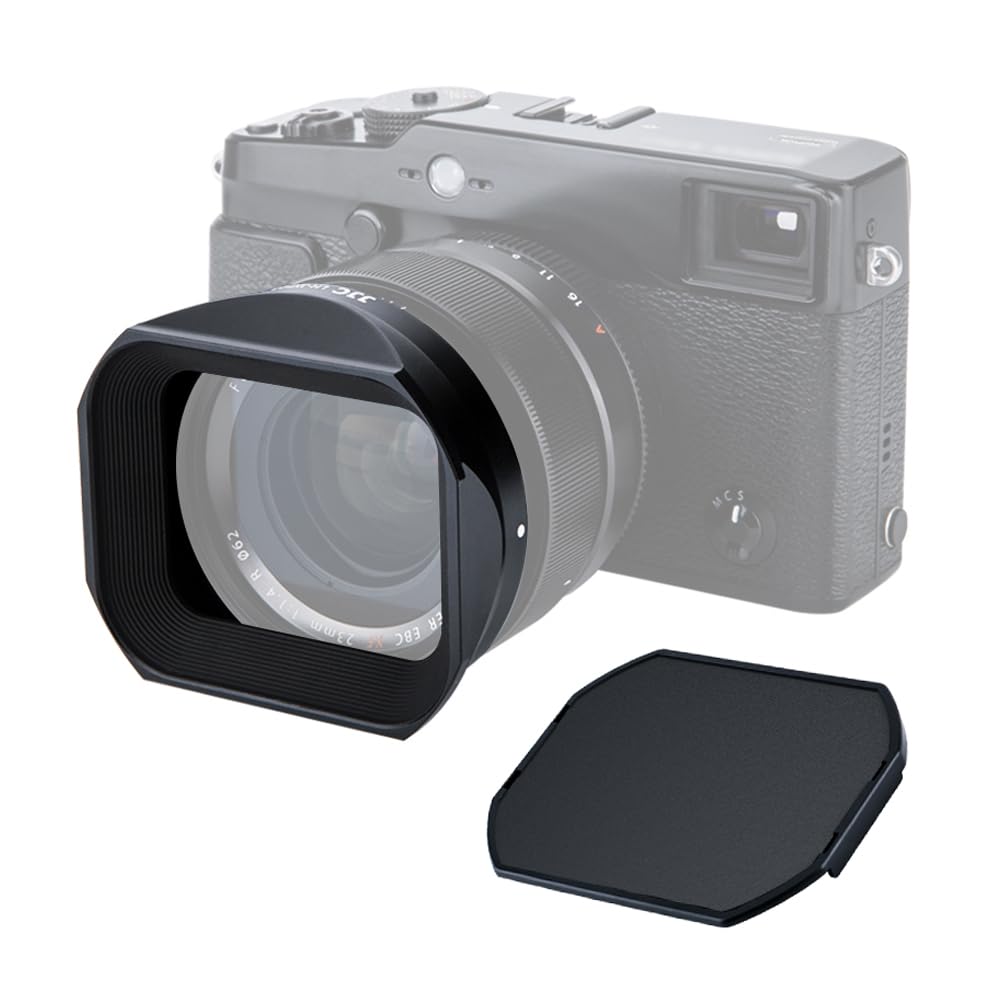 JJC Black Lens Hood Cap Kit for Fujifilm XF 23mm f/1.4 R & 56mm f/1.2 R - Replaces LH-XF23