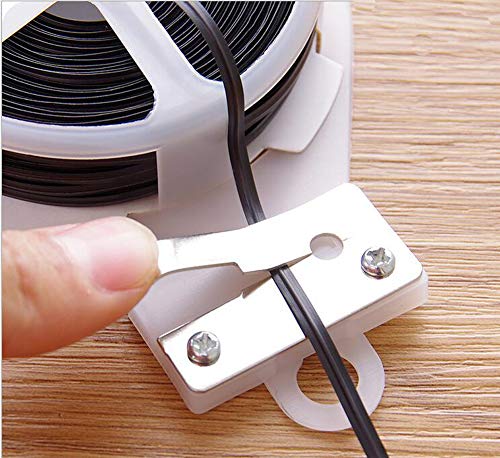1 Roll Coil 50M 164 FT Black Metal Sealing Rope Multi-Function Sturdy Tie-Up Device with Cutter Plastic Wrapped Wire Twist Tie Wired String for Home Gardening Office