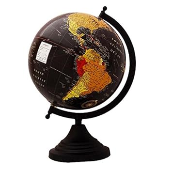 Aone India World Globe with Black Stand Educational Learning Rotating Desktop Globe - Perfect for Kids, Geography Students, Teachers and More - Classic Design -5 Inches