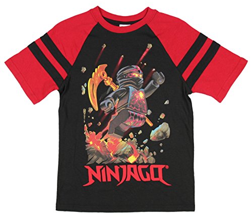 Lego Ninjago Black and Red Boys Short Sleeve Graphic Shirt (X-Small 4/5)