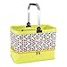 Market Basket with Insulated Cooler Compartment, Aluminum Handle, Collapsible Design, Reusable for Grocery, Farmer Market & Picnic (Leaves)