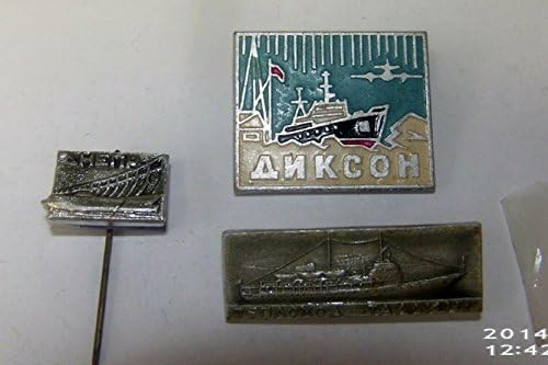 Vintage Lapel 3 pins * Fleet on Dnepr-river, Ice barker Dikson, Ship Tallin