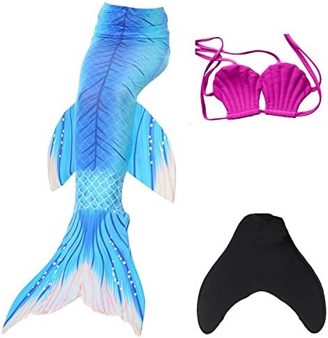 MENAFIN Girls Fin Mermaid Tail Swimwear With Monofin Costume Swim Sets
