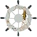 Rienar Nautical Beach Wooden Boat Ship Steering Wheel Fishing Net Shell Home Wall Decor(Yellow-Fish) primary