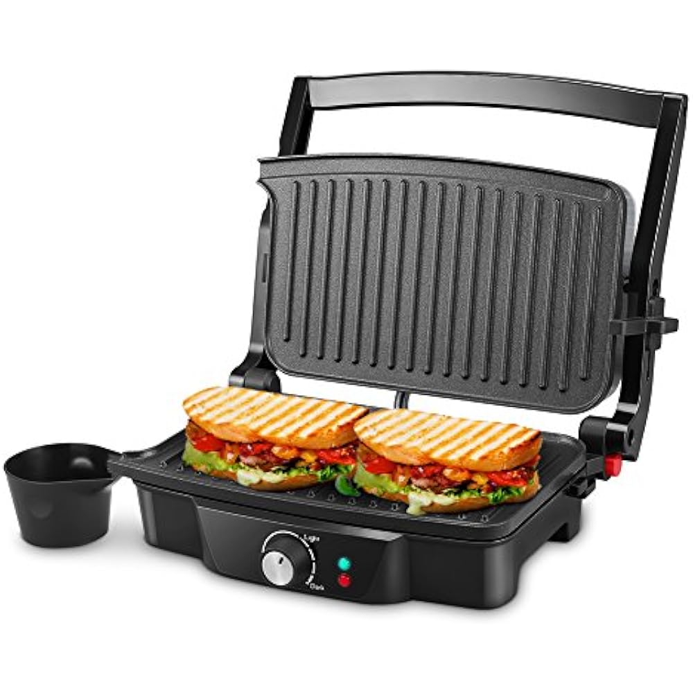 Panini Sandwich Makers & Presses Maker, ISiLER 4 Slice Grill, With 2