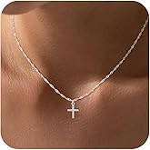 MFRYK Cross Necklace For Women,14K Gold Silver Plated Small Dainty Colorful Cubic Zirconia Cross Pendant Choker Necklaces For Women,Easter Jewelry Gifts