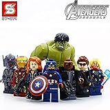8pcs/Set Super Heroes Marvel Assemble Avengers DC Hulk Captain America Minifigures Building Blocks Sets Bricks Mini Figures Toys