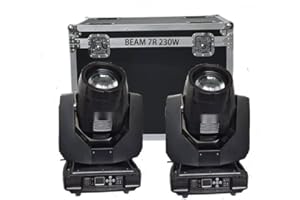 QHDannie 2Pcs 230W 7R Moving Head Stage Light DMX Beam 7r Sharpy Beam 230 Stage Dj Bar Party Wedding (2Pcs Lights with 1Fligh