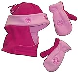 N'Ice Caps Girls Snowflake Embroidered Wrap Around Hat and Mitten Set