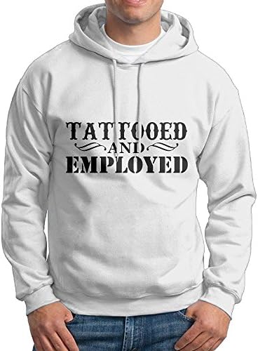 Tattooed And Employed Men's Hoodie Sweatshirt Long SLeeves Cotton No Pocket Sportswear Sweatshirt For Winter Fall Autumn White Medium