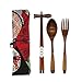 Japanese Natural Wooden Tableware Sets of 5-pieces (1 Spoon, 1 Chopsticks, 1 Fork, 1 Chopsticks Holder, 1 Tableware Bag) (Q15102)