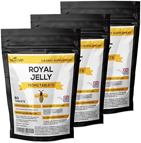 Royal Jelly 750mg Tablets by Nutri VIP | Boosts Energy Levels & Helps Fight Hay Fever (180 Tablets)