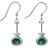Natural Gemstones Dangle Earrings for Women – 925 Silver Plated Handmade Drop Earrings – Oval Stone Lightweight Birthstone Fashion Jewelry – Gift for Daily Wear, Birthday or Special Occasions