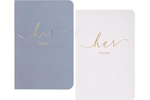 Urnseh Wedding Vow Books His And Hers, Officiant Book For Wedding Ceremony, Gold Foil Wedding Notebook Bride Groom Booklet For Wedding Gifts, 28 Pages, 5.9" X 3.9", Wedding Journal (Blue + White)