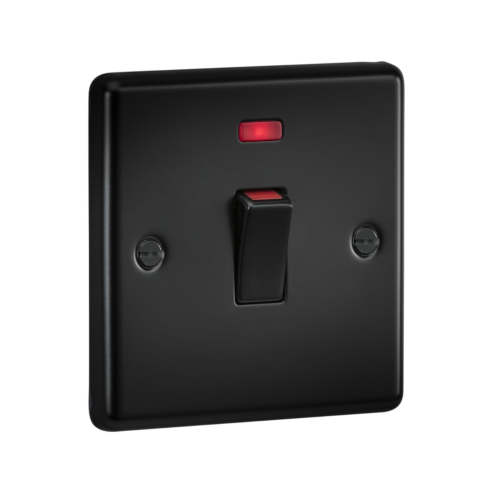 Knightsbridge 45A 1G DP Switch with neon - Matt Black