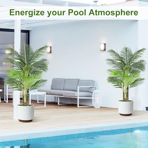 Keeplush Artificial Palm Tree Triple Golden 120cm Large Artificial Plant Outdoor Indoor or Outdoor Tall for Patio Poolside Lawn Office Living Room Balcony Garden (1Pack)