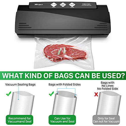 Vacuum Sealer, Automatic Food Vacuum Sealer Machine for Food Preservation, Multifunction Vacuum Sealing System with 10 Seal Bags and 1 Cutter, Dry and Moist Modes Compact | ETL & UL Safety Certified Black