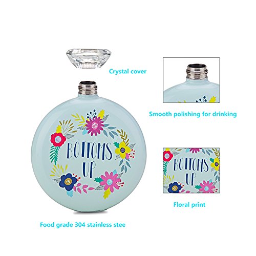 Flask For Women Hip Flask & Funnel Set With Crystal Lid Decorative Women's Flasks 5 oz