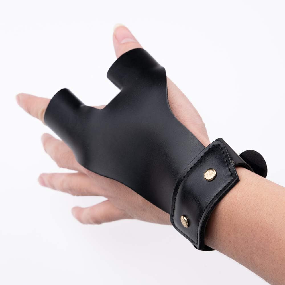LOKHEIRA ARCHERY Arrow Gloves 2 Finger Protective Guard Leather for Left Hand Hunting Recurve Traditional Longbow Protective Gear(Black) : Sports & Outdoors