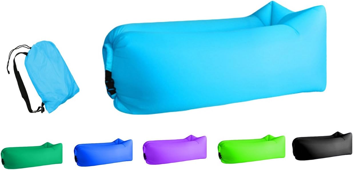 Jsutyer Inflatable Lounger Portable Air Couch, Air Sofa Bag, Indoor or Outdoor Inflatable Chair, Ideal for Child, Inflatable Lounge for Camping Beach Park and Backyard (Sky Blue~)