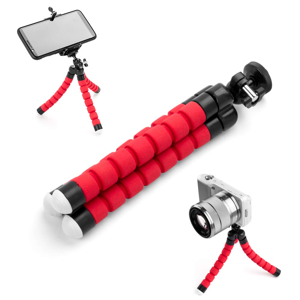 Fotover Phone Tripod Camera Portable Compact Flexible Mini Tripod Holder Stand for Small Camera and Gopro + Phone Holder,Red