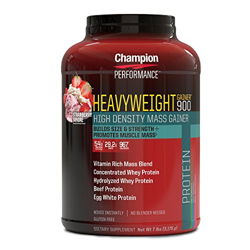 Champion Performance - Heavyweight Gainer 900 Protein Powder - Strawberry Sundae - High Density Mass Gainer Sports Supplement, Builds Muscle Mass, Size, and Strength - 7 lbs.