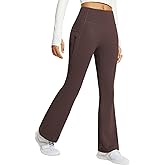 baleaf Women's Fleece Lined Pants Water Resistant Winter Thermal Warm Flare Leggings Bell Bottom Yoga Pants with Pockets
