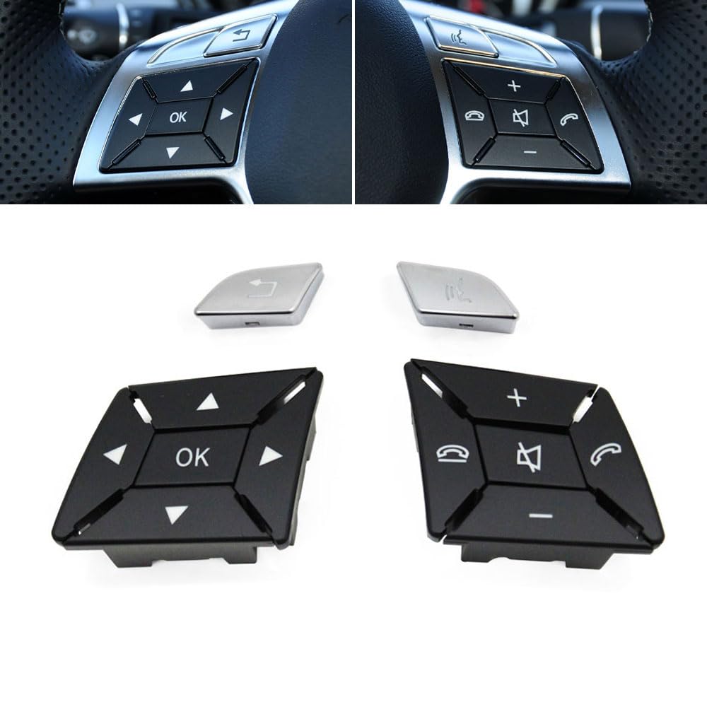 JCING Silver Door Seat Adjust Button Switch Cover Trim For Mercedes A B C E GLA CLA – 6pc Set