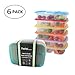 Prefer Green 3-Compartment Bento Lunch Box Containers Multi Color Portion Control Containers with Lids (Improved Tighter) ,Set of 6