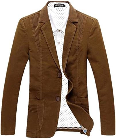Earlish Men's Slim Fit Blazer Cotton Notched Lapel Casual Long Sleeve Sport Coats