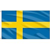 AhfuLife Swedish flag Sweden Flag 3x5 Ft, Large Swedish National Flags for Outside - Double Side with Brass Eyelets for Olympic Party Decorations, Bar Garden Street Decoration Indoor Outdoor