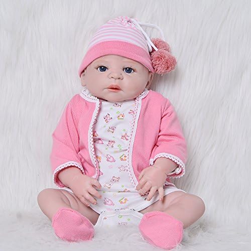 KEIUMI 57cm Reborn Baby Dolls Full Body Girls Red Skin Realistic Newborn Babies Girl Doll with Shaven Head Kids Birthday Xmas Gift