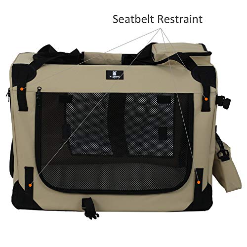 XZONE PET 3Door Folding Soft Dog Crate, Indoor & Outdoor Pet Home