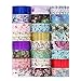 Floral Washi Tape 24 Rolls Set，Decorative Masking Tape Japanese Paper Tapes Fabric Tape for Arts and Crafts, DIY Projects, Scrapbooks, Calendar, Bible Journaling and Gift Wrapping