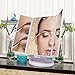 Thomtery Makeup Vanity Mirror - Trifold Lighted Vanity Mirror Portable Travel Cosmetic Mirror Battery Electric Usb Chargeable Magnifying Makeup Mirror with LED Lights (21 LED, White)