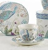 Delton Products Peacock Porcelain Tea Cup and Saucer in Gift Box