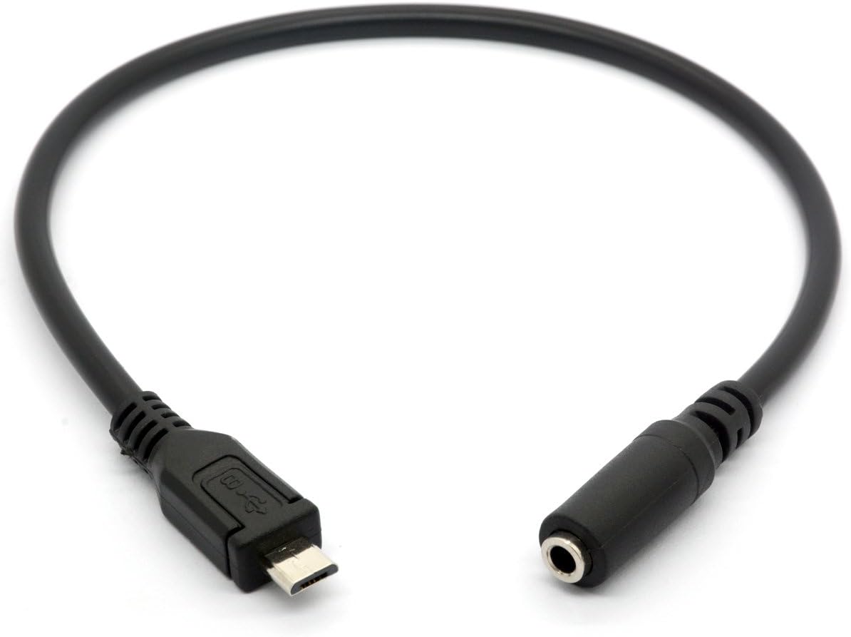 Micro USB Male to 3.5mm Female AUX Audio Cable Cord for Headset Adapter Active Clip Mic Microphone, black - Image 5