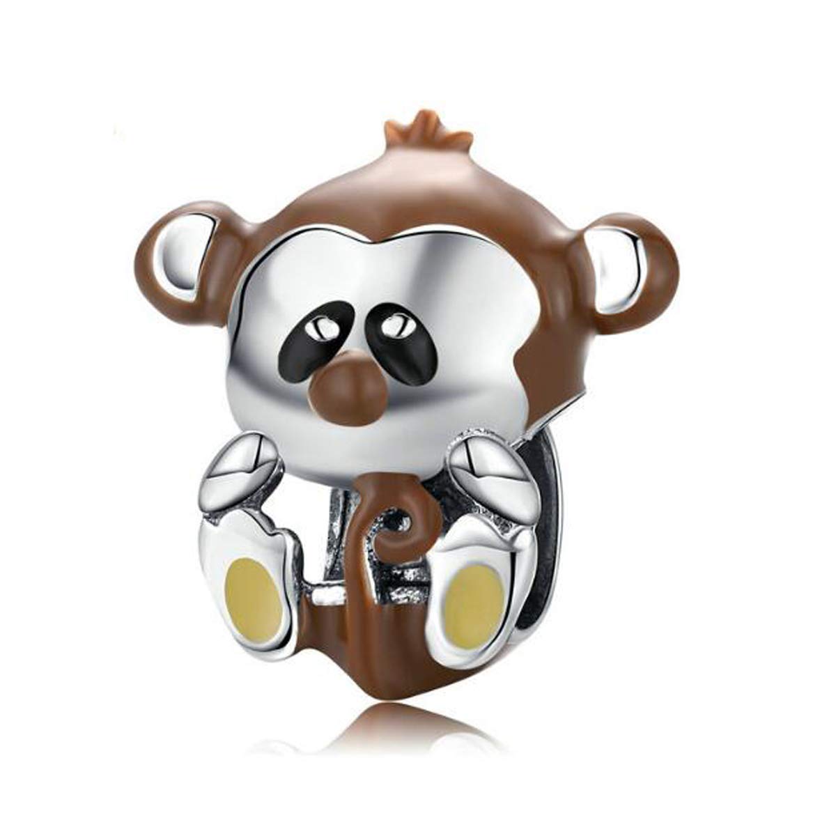 ZiNuo Charm Beads 925 Sterling Silver Peacock Monkey Giraffe Animal Charms for Bracelet Necklace (Monkey Charm)