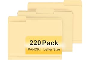 File Folder, PANDRI 220 Pack File Folder, 1/3 Cut Tab, Letter Size, Filing Folder for Office School Business, Manila