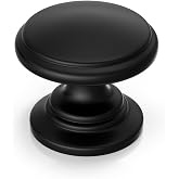 Goldenwarm Cabinet Knobs, Black Dresser Knobs 1-1/5 Inch 10 Pack Round Kitchen Hardware, Solid Zinc Alloy, Single Hole, Screws Included, Drawer Knob for Cupboard Dresser Bathroom Vanity
