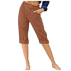 FOCLMP Womens Summer Capris Pants Dressy Causal