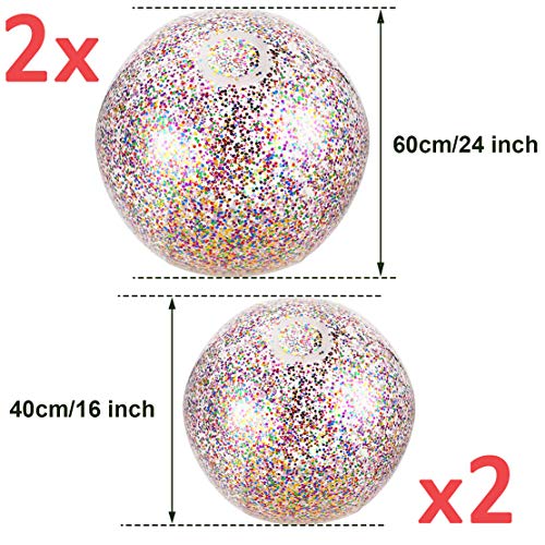 image for LANDYLO 4 Pcs Sequin Beach Balls Jumbo Pool Toys Balls for Kids Adult 