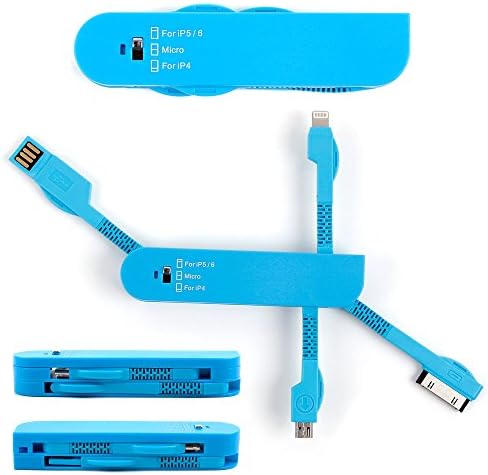 DURAGADGET USB 3-In-1 Multi Charger Adaptor In Blue For NEW HTC Desire 510 / Desire 310 / Desire 320 / Desire 826 / Desire 620 - Including Micro USB, Apple 30 Pin &amp; Apple Lightning Connectors