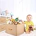 ACMETOP Collapsible Storage Bins with Lids - Large Stackable Storage Cubes Boxes Containers Organizer with Wooden Handle for Clothes, Bedding, Toys, Books, Crafts, Accessories, 2 Pack (Beige)